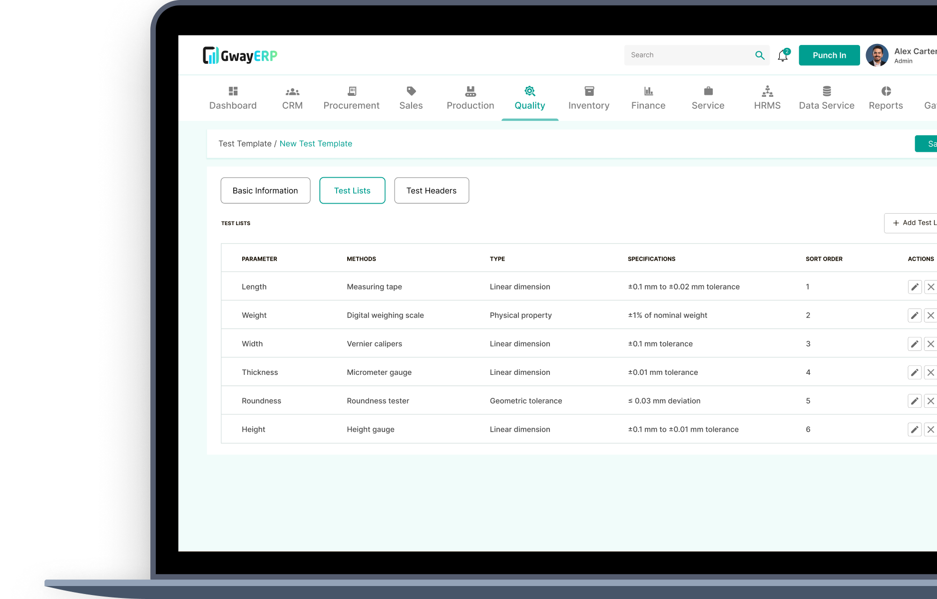Test Template Creation