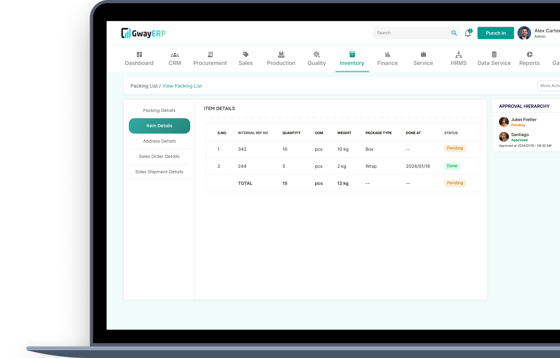 Packing List With Quality Reference