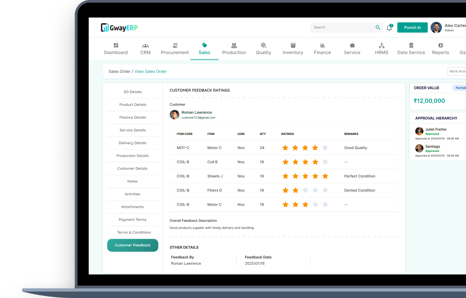 Sales Order & Customer Feedback